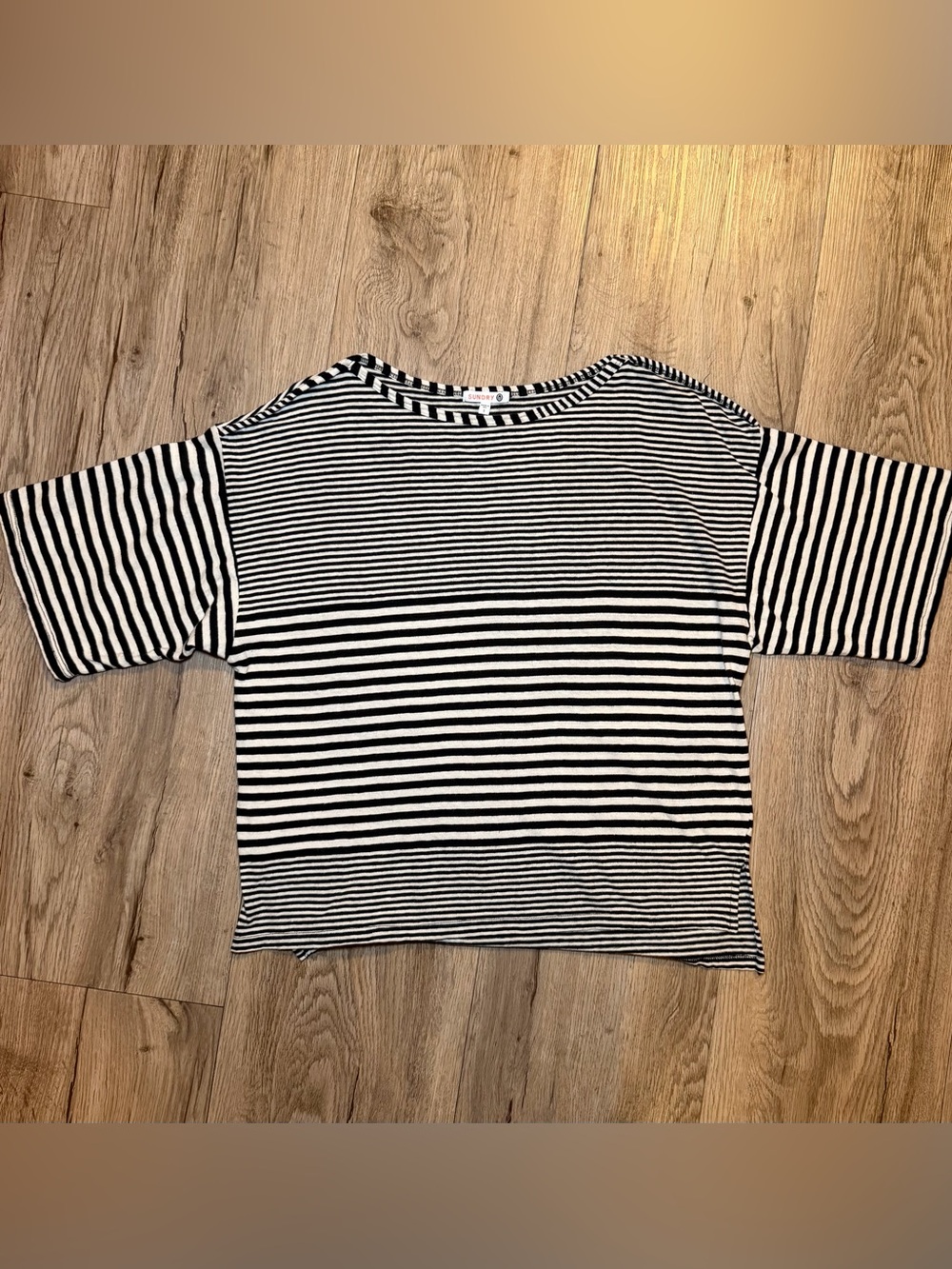 Sundry Black & White Striped Short-Sleeve Tee